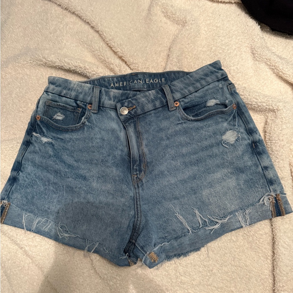 American Eagle Outfitters Blue Jean Shorts Distressed Cut-Offs